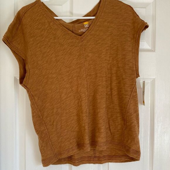 C&C California Brown Short Sleeve Linen Tee NWT - Picture 1 of 7